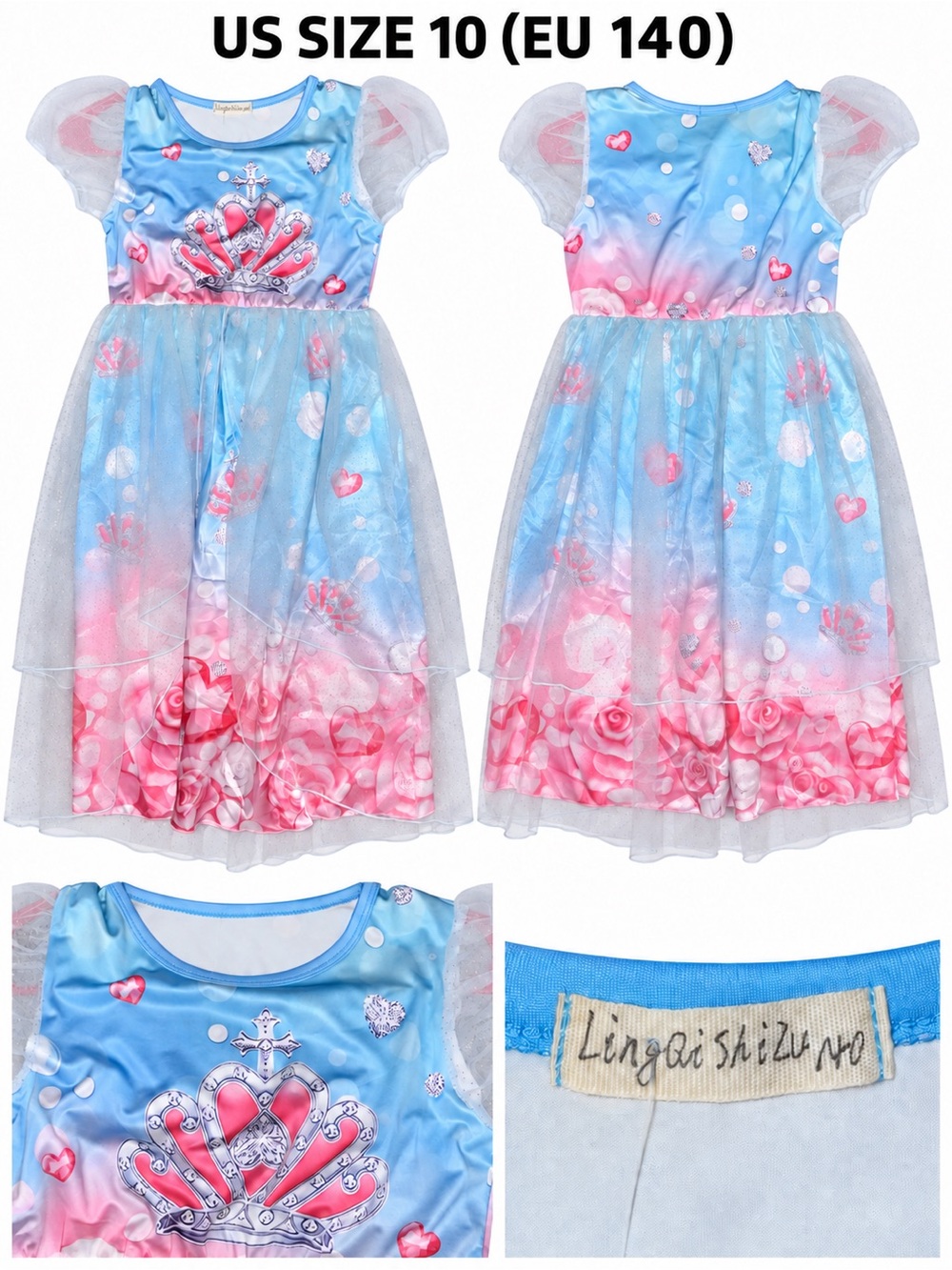 Girls' Blue and Pink Princess Dress
